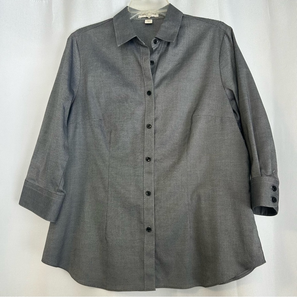 Coldwater Creek 100 % cotton Gray Button-Down Shirt